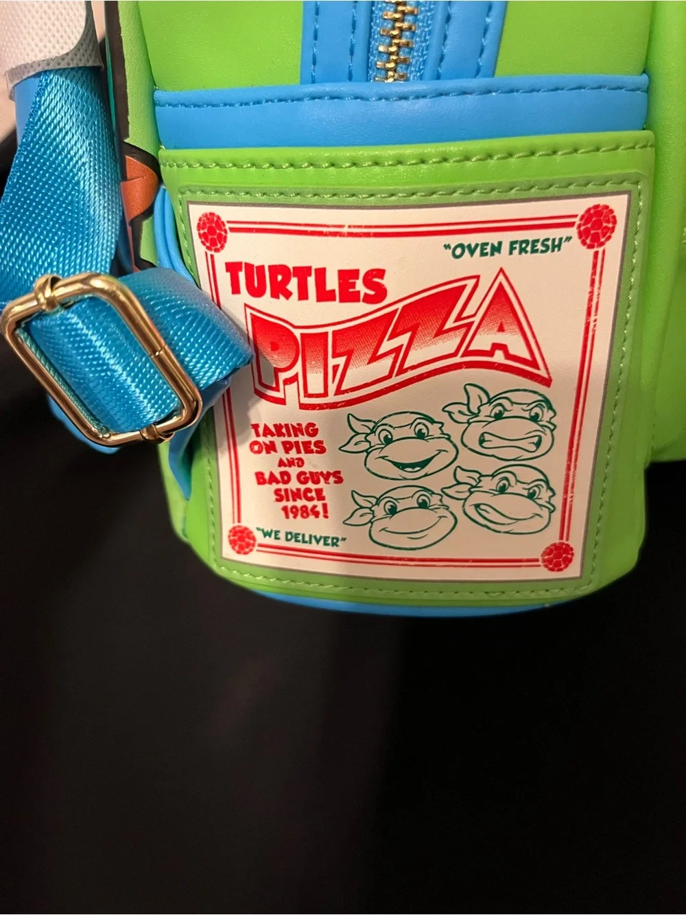 Green Turtle Character Kids Mini Backpack with Blue Accent